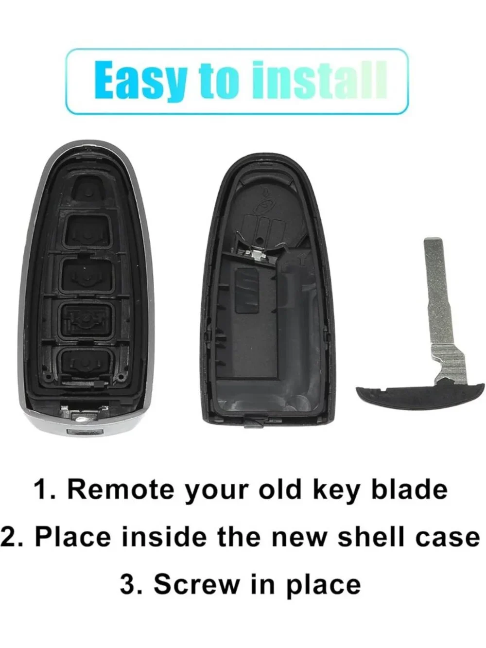 Smart Key Fob Case Cover for Ford Escape, C-Max, Focus SE - Keyless Entry